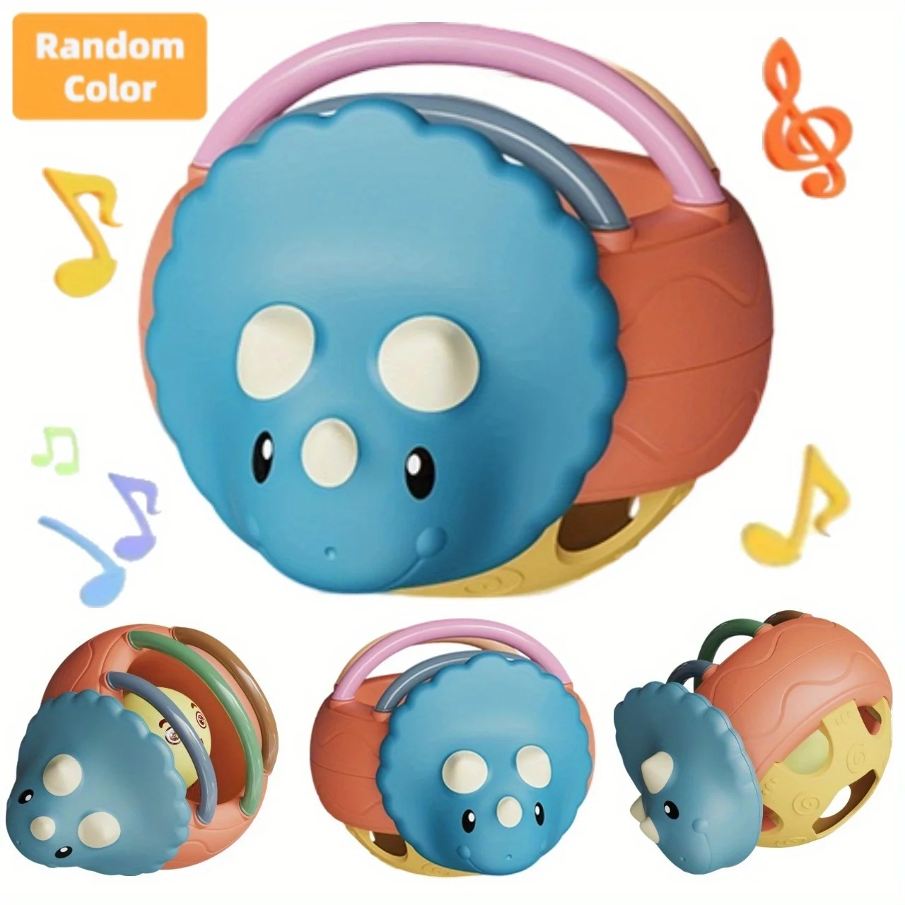 Brinquedo de sino de chocalho portátil em forma de dinossauro, sino seguro para bebês e crianças pequenas, jogo sensorial educacional, perfeito para o natal