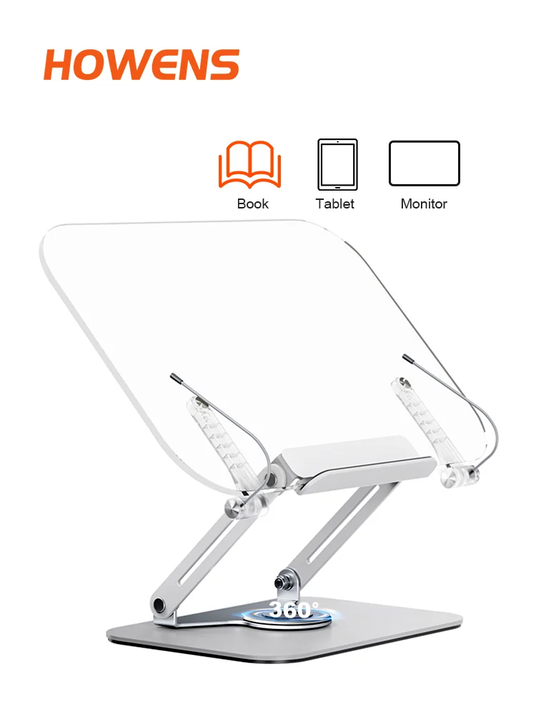 Acrylic Transparent Stand Foldable Storage 360 Aluminum Alloy Turntable Book Clip for Thick Dictionaries Books Compatible with