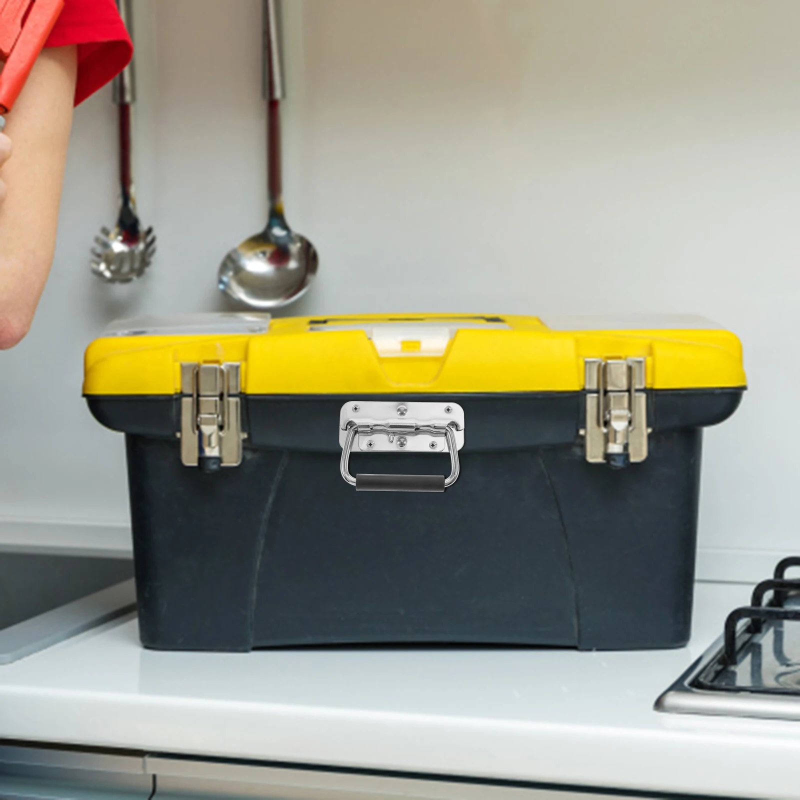 

4 Pcs Spring Handle Tool Box Flush Mount Lifting Surface Chest Handles Knob Heavy Duty Stainless Steel Loaded Case Pull Stable