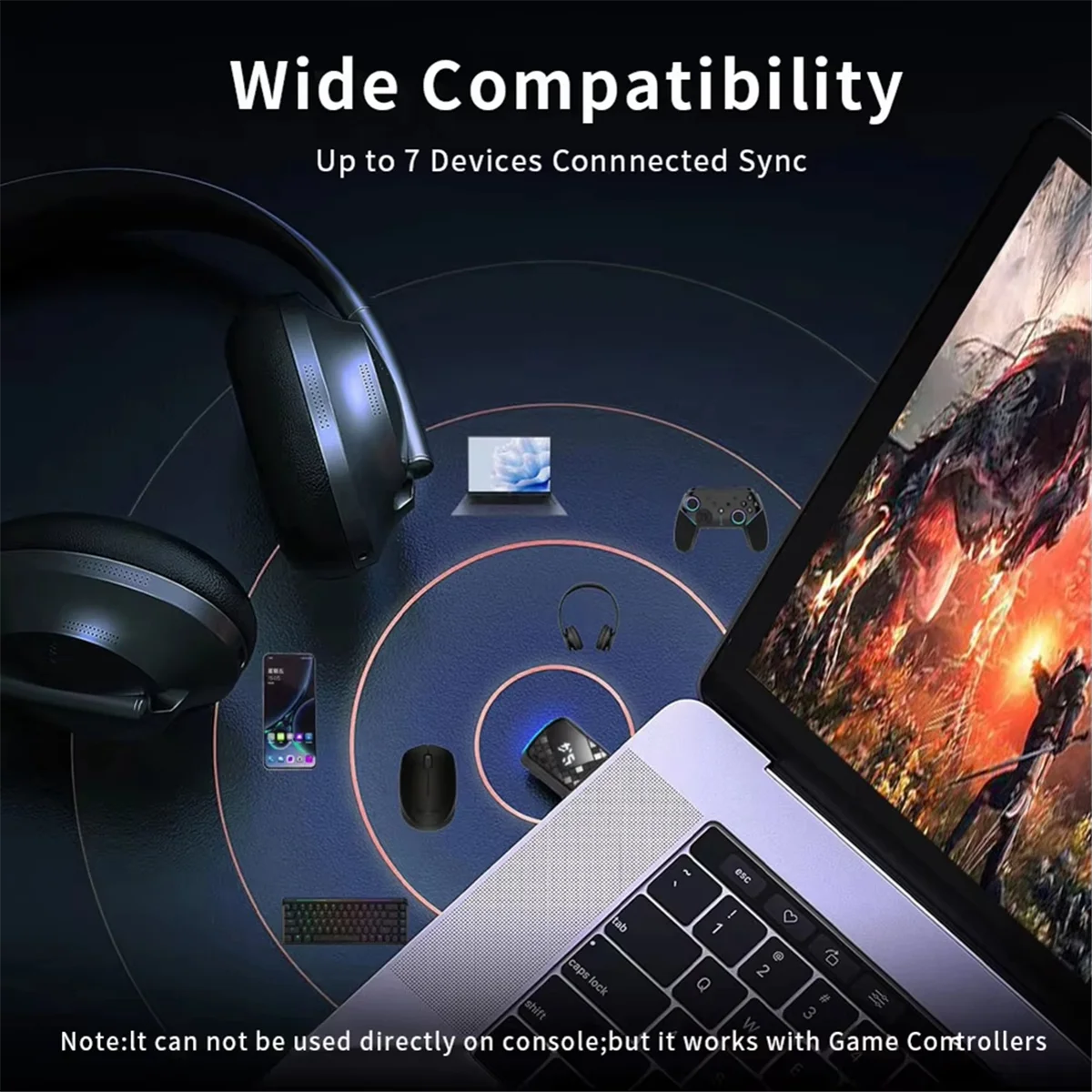 ABXHA USB بلوتوث 5.4 دونغل محول الموسيقى استقبال الصوت الارسال محرك مجاني للكمبيوتر المتكلم لوحة مفاتيح الماوس اللاسلكية