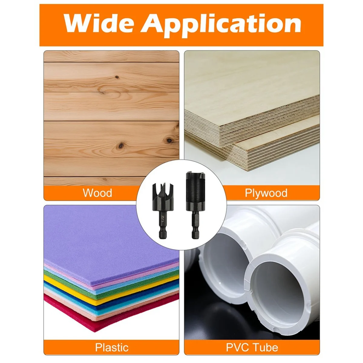 Tools Plug Cutter, 8Pcs Wood Plug Cutters Drill Bit Set with 1/4 Hex Shank, Straight and Tapered Taper Cutting Tool