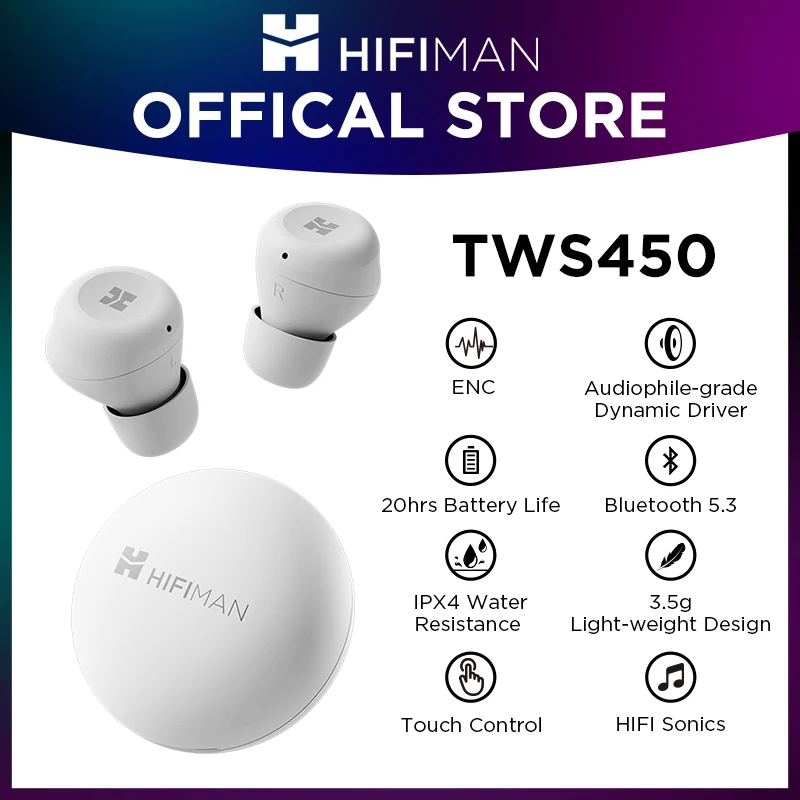 HIFIMAN TWS450 настоящая Беспроводная стереогарнитура с экологическим шумоподавлением и аудиофильным динамическим Драйвером