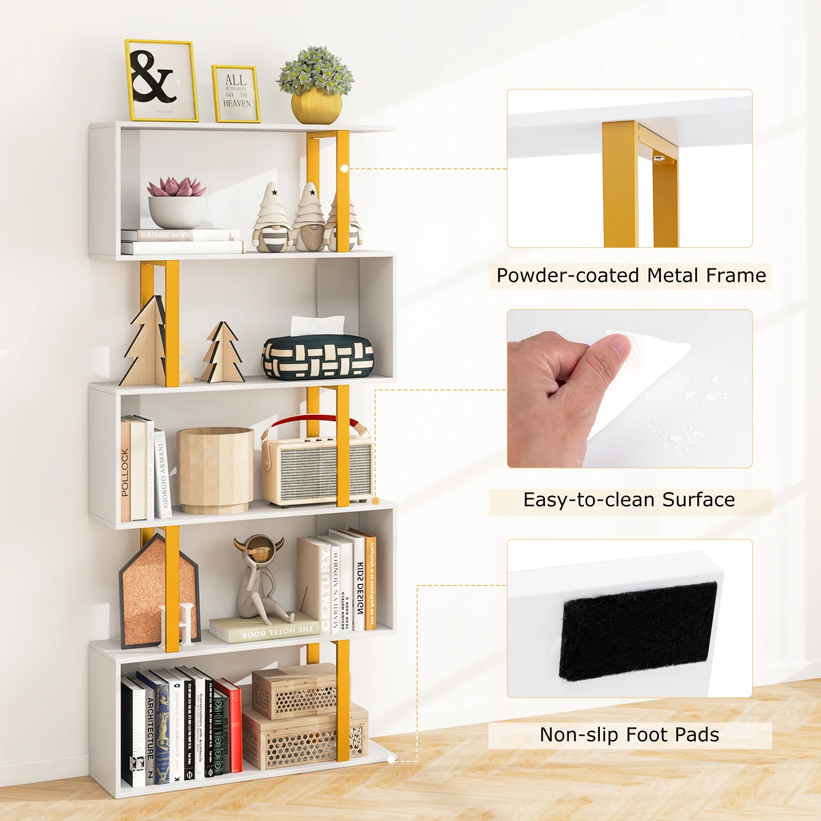 6단 기하학적 책장 74. 금속 프레임이 있는 5인치 - Bookshelf 5 Tier 리뷰 및 가격