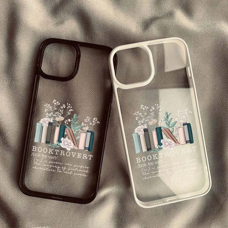 Coque de téléphone transparente avec livres romantiques et fleurs, étui antichoc pour iPhone 17 16 15 14 13 12 11 Pro Max MINI 16E 17Air 16 Plus SE