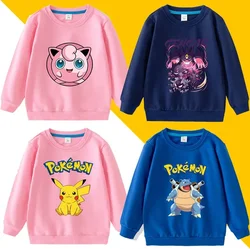 Pokemon Clothes Long Sleeve Shirt Colorful Anime Pullover Round-neck Tee Cute Cartoon Figure Clothing Birthday Gift