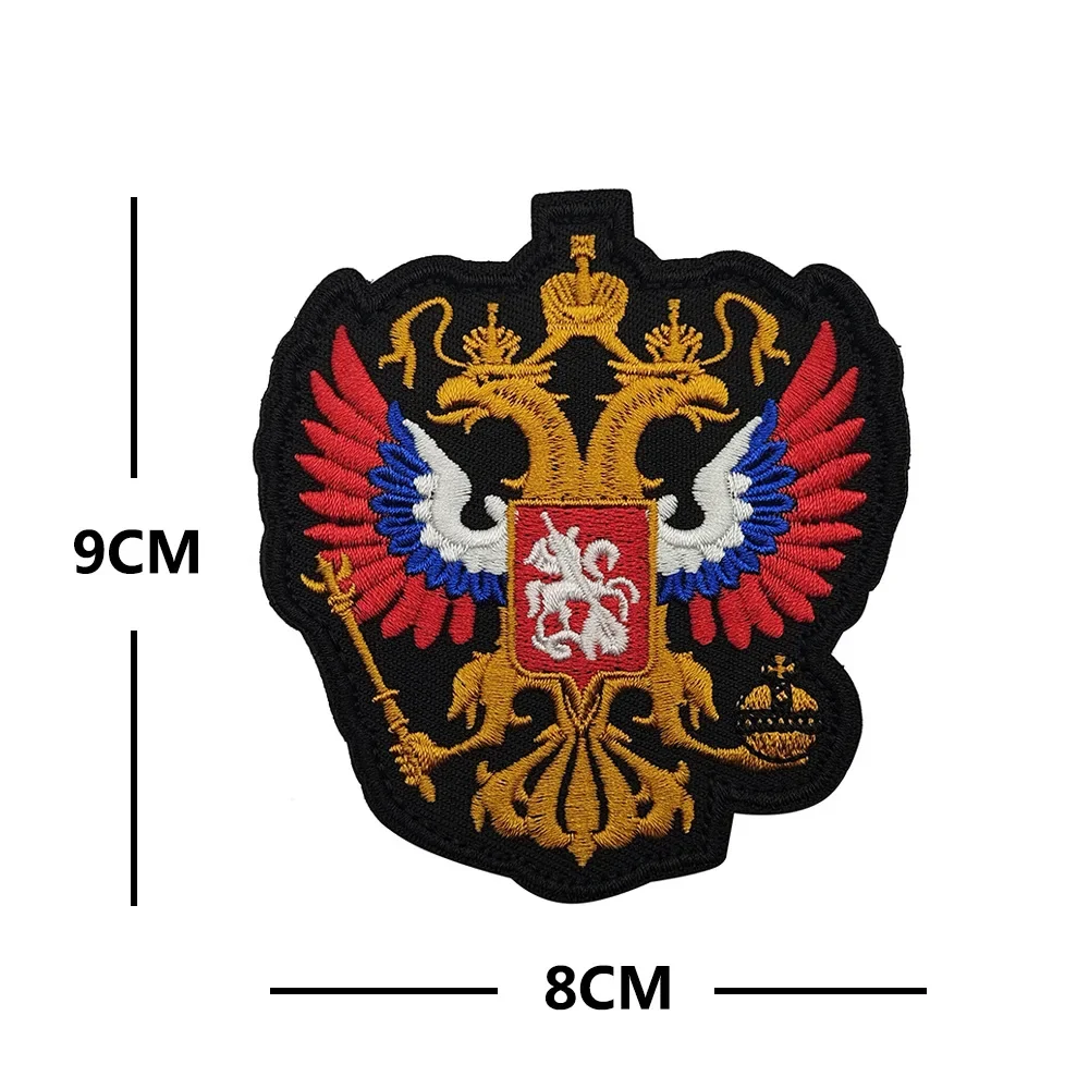 Russia Chevron Patches Two-Head Eagle Flag Embroidered Patch Russian PVC Badges Hook & Loop Emblem Helmet Vest