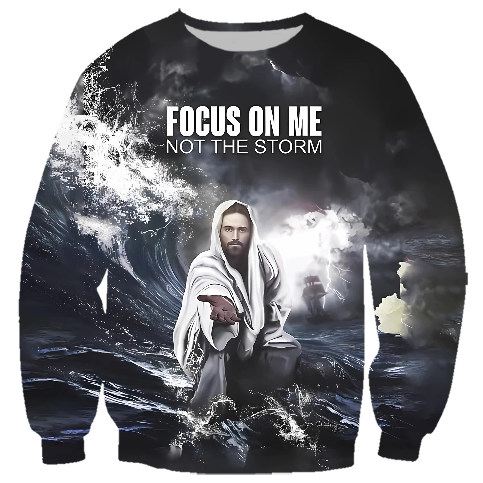 Christ Fans Hoodies Focus on Me Not The Strom 3d Printed Sweatshirt Zip Coat Fashion Sportwear Christian Believers Gifts