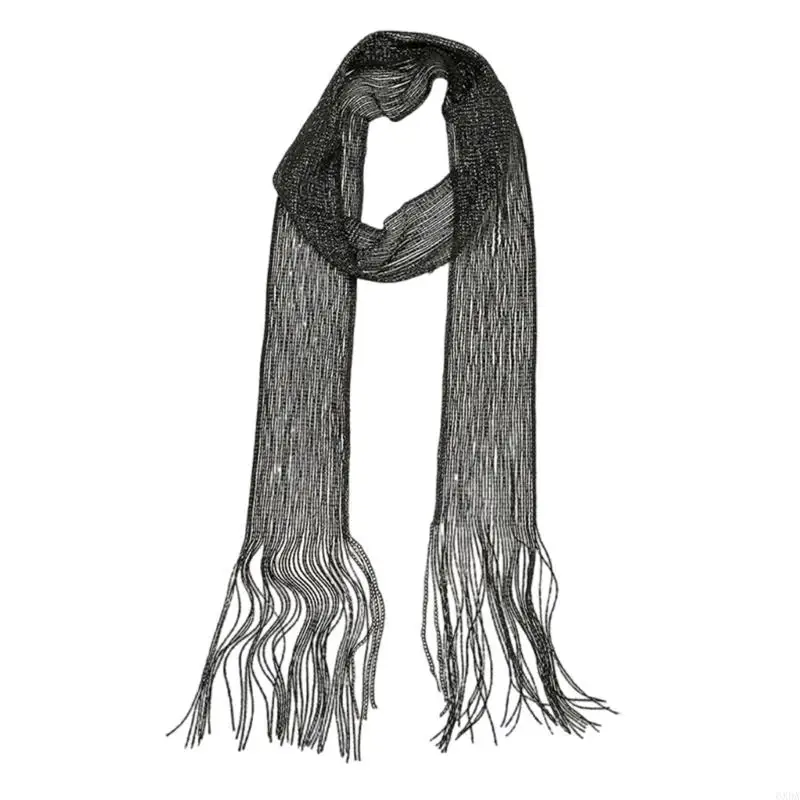 Tassels Neck Scarf Elegant Skinny Scarf Eye Catching Neck Shawl for Formal Suit 6XDA