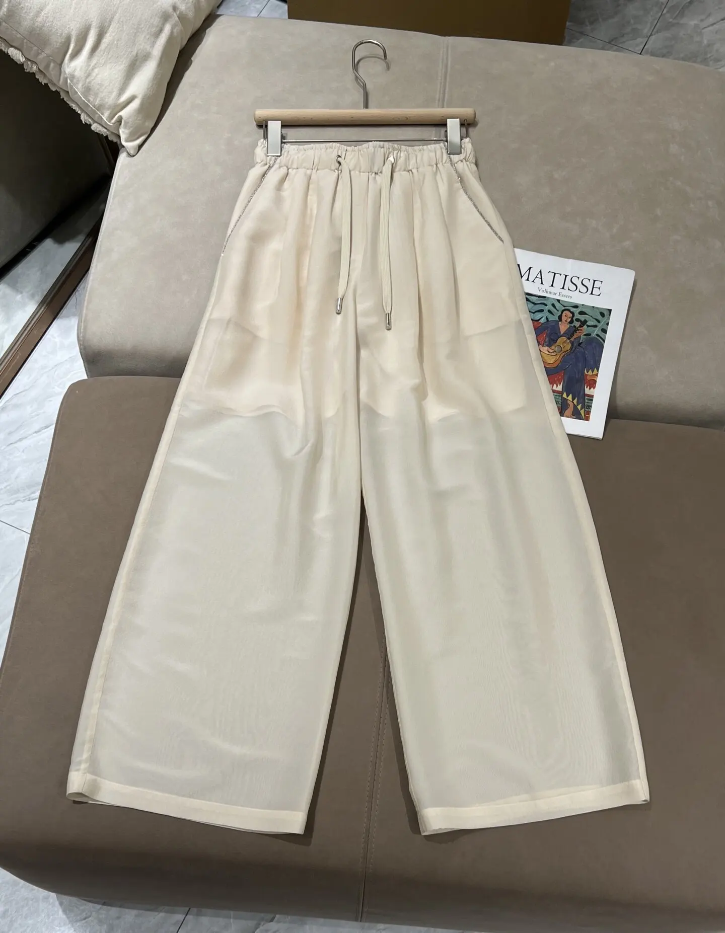 Women's Summer 2026 Breathable Straight-Leg Casual Drawstring Pants with Elastic Waistband