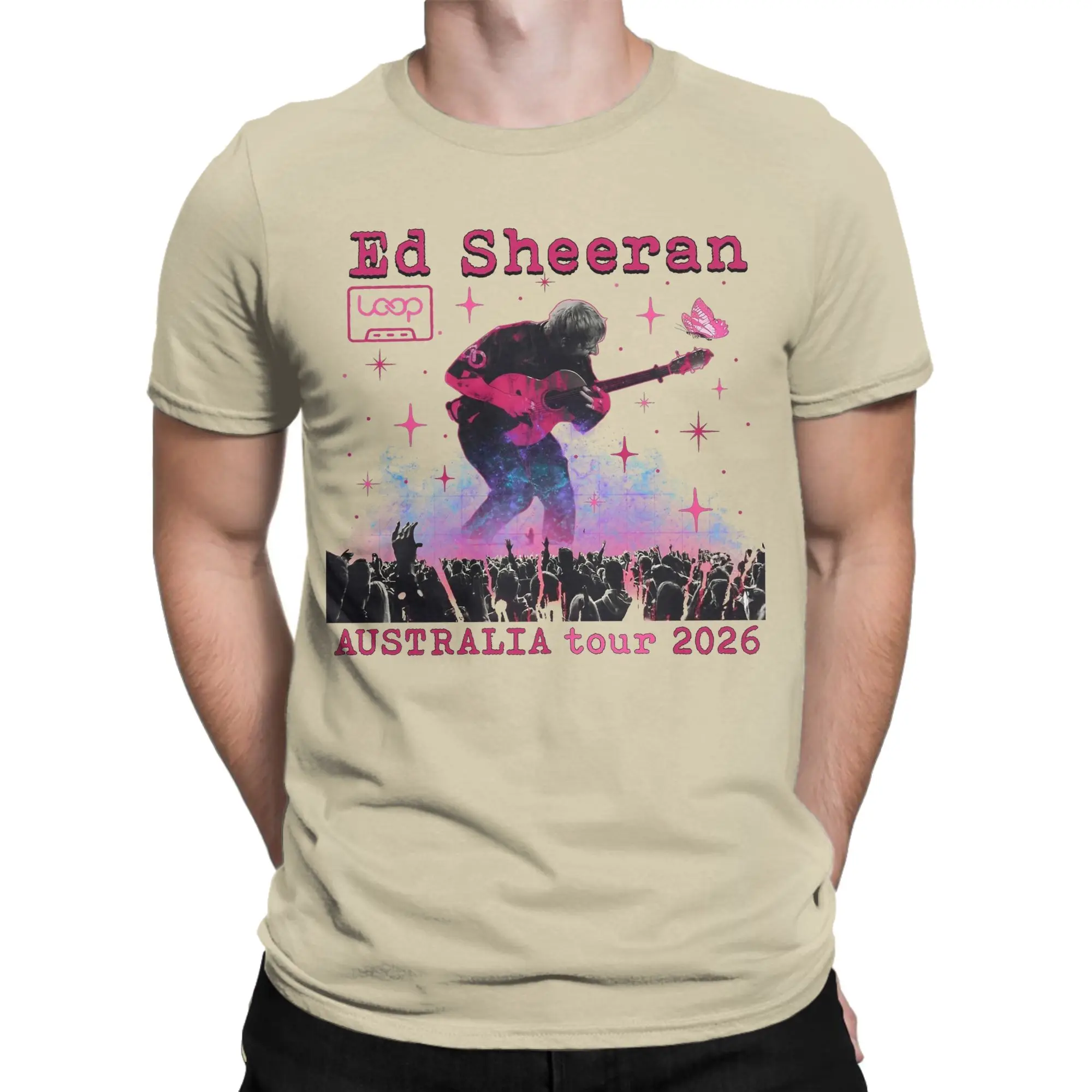 Ed Sheerans Australia Sheeran Loop Tour T-Shirts Men  Fun Cotton Tees O Neck Short Sleeve T Shirts Plus Size Clothing