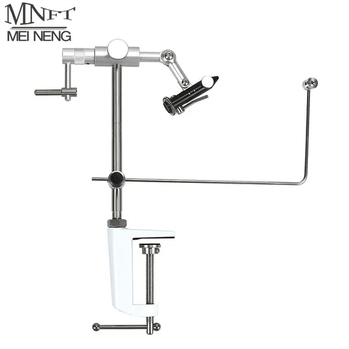 MNFT 1 Juego de tornillo de banco giratorio de atado de moscas de 360 grados con abrazadera en C herramientas de atado de moscas de precisión de rotación de mandíbulas duras reforzadas