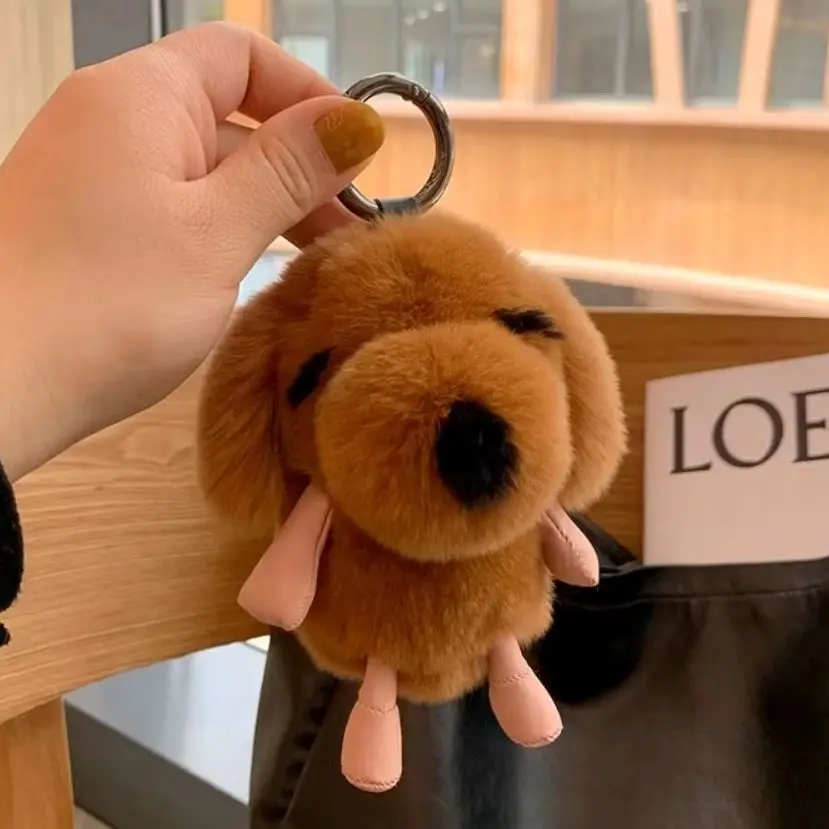 Cute Animal Plush Dog Keychain Doll Keyring Women Bag Car Key Chain Pendant Decoration Jewelry Bags Hangings Accessories Gifts