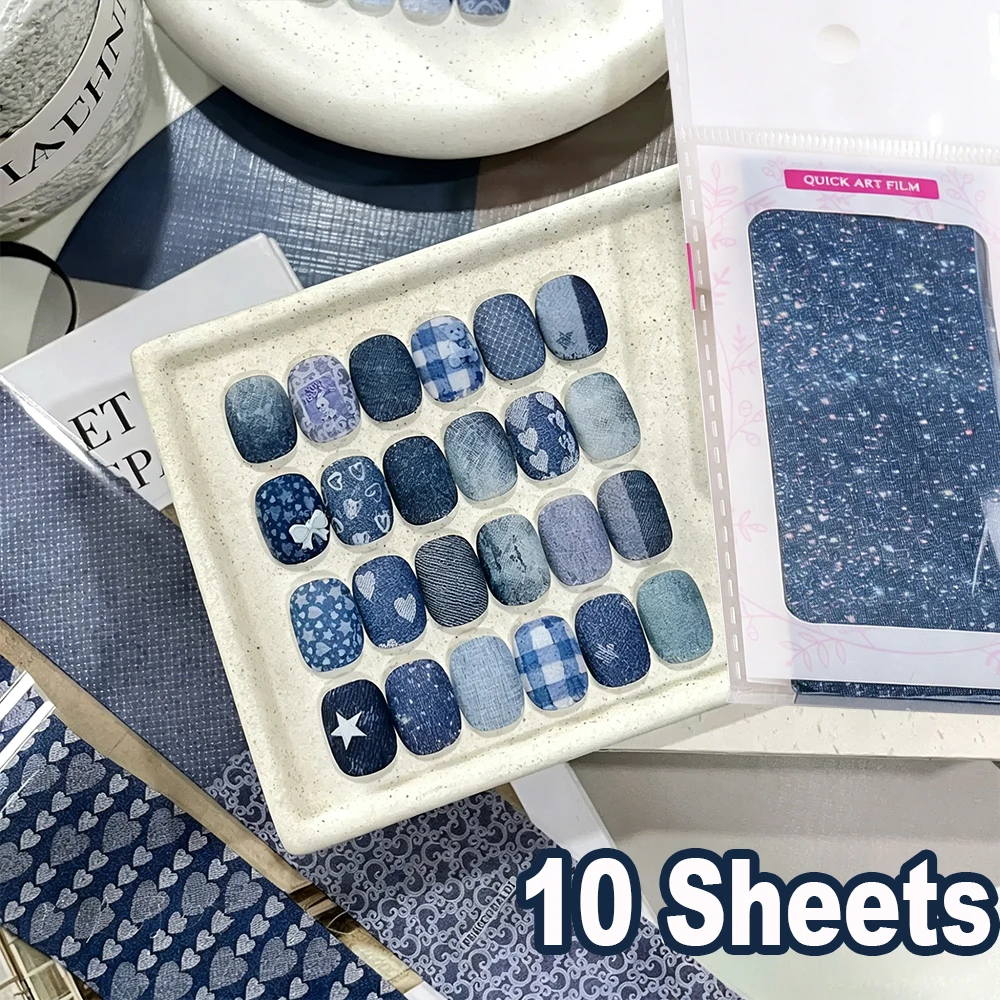 Nail Art Denim - 10 Fogli 3,8*20cm Nuovi Adesivi per