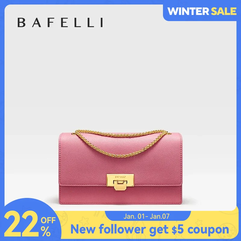 BAFELLI 2023 MARCA DE LUXO ESTILO CLASSIC MODA DE NEGÓCIOS ELEGANTE BOXY CHAIN SACO QUADRADO DE COURO MÃO OBRO CROSSBODY RETRO