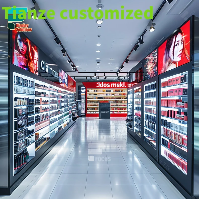 

Customized-custom retail cosmetic countertop display perfume glass display showcase wig store shelving beauty shop furniture