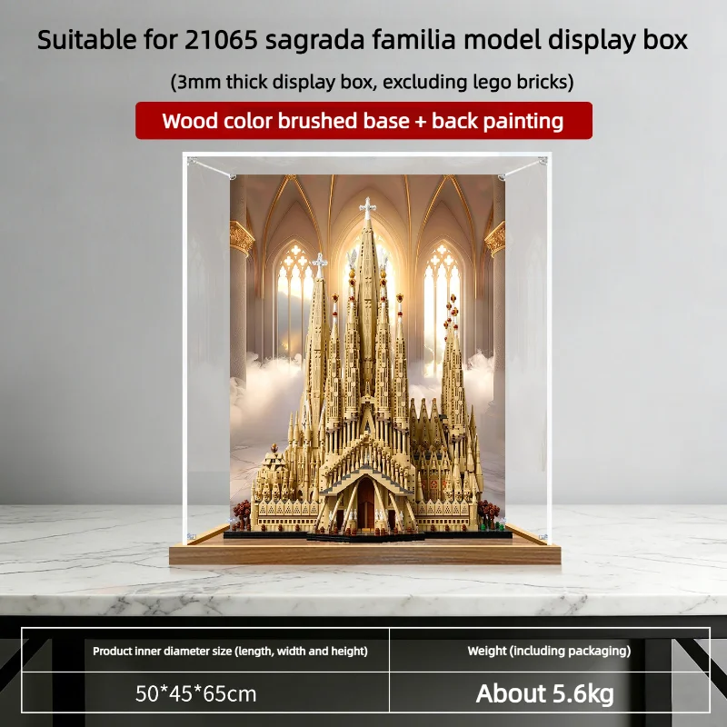 Clear Acrylic Display Case Compatible with 21065 Sagrada Família Building Blocks 21065 Dustpr Display Case (Excluding the model)