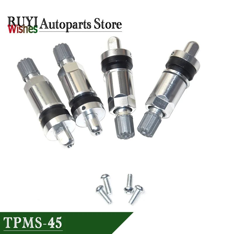 New 4PCS TPMS Replacement Tire Pressure Sensor Valve Stem Caps Kit Metal for AUTEL TPMS-45