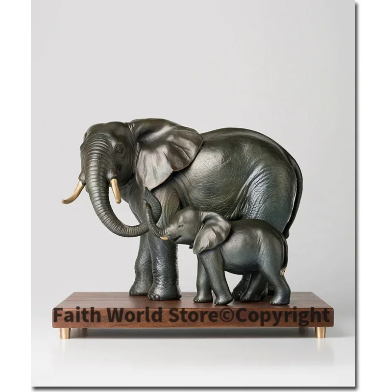 large -Unique -home office TOP Decor ART -Business Good luck Elephant efficacious Talisman bronze Hand engraving art sculpture