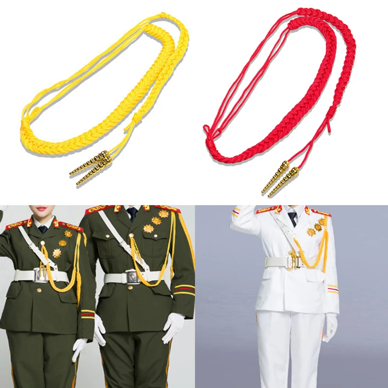 1Pc Red/Yellow Aiguillettes Wire Cord Or 2Pcs Yellow Pendants For Uniform Cosplay Costume DIY Clothes Decoration