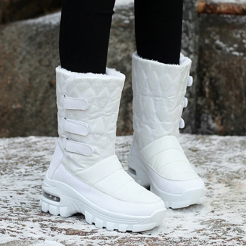 Women\'s Boots Anti-slip Waterproof Winter Snow Boots Outdoor Thick Bottom Winter Shoes Thick Plush Medium Boots Platform Boots