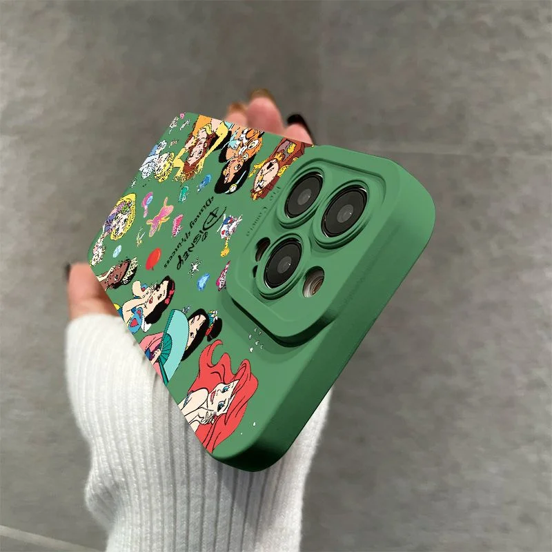 

Anime Cartoon Cute full Screen Princess Case For iphon 11 12 13 14 15 16 17 Pro Max Plus Air Personality Earthquake-proof Cover
