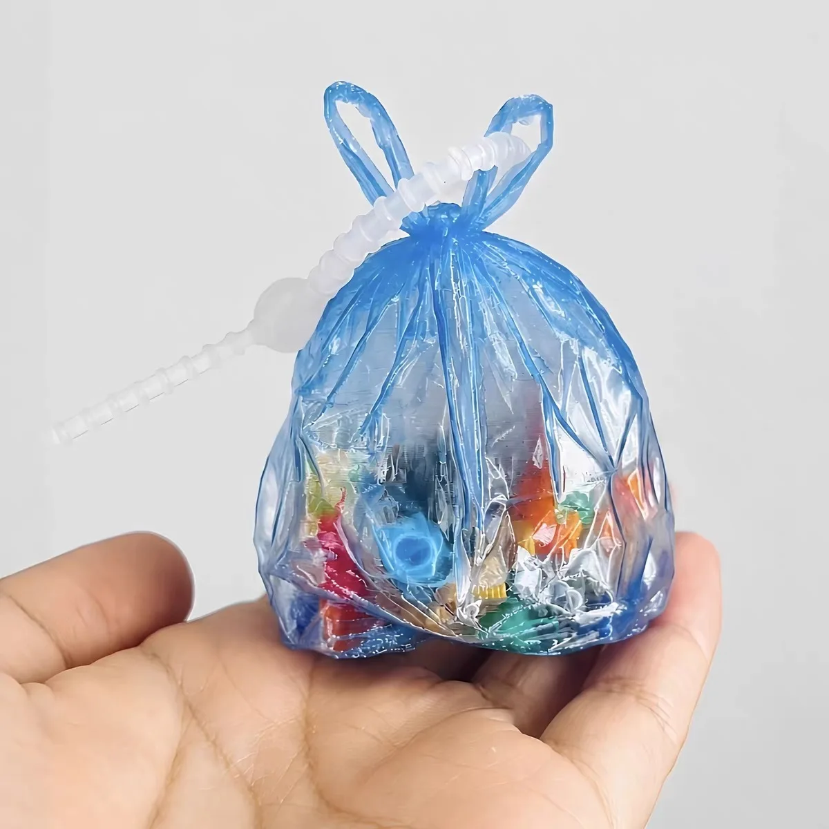 Creative Simulation Trash Bag Shake Keychain Llavero Funny Mini Bag Pendant Bead Backpack Charm Stress Relief Toy Friend Gift