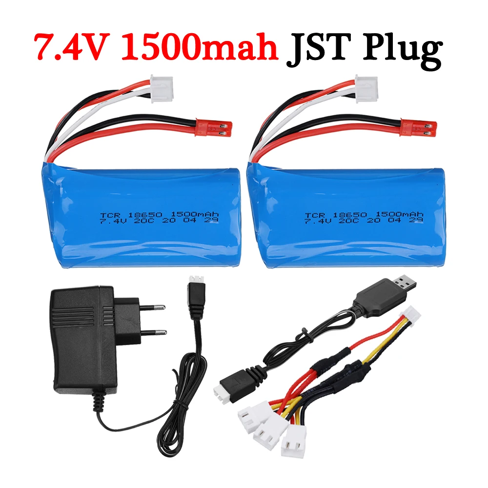 7.4 فولت 1500mAh 18650 يبو بطارية ل UD1601 UD1602 SG1603 SG1604 RC سيارات رياضية مسطحة خزانات قوارب أجزاء 2 S 7.4 فولت بطارية + شاحن
