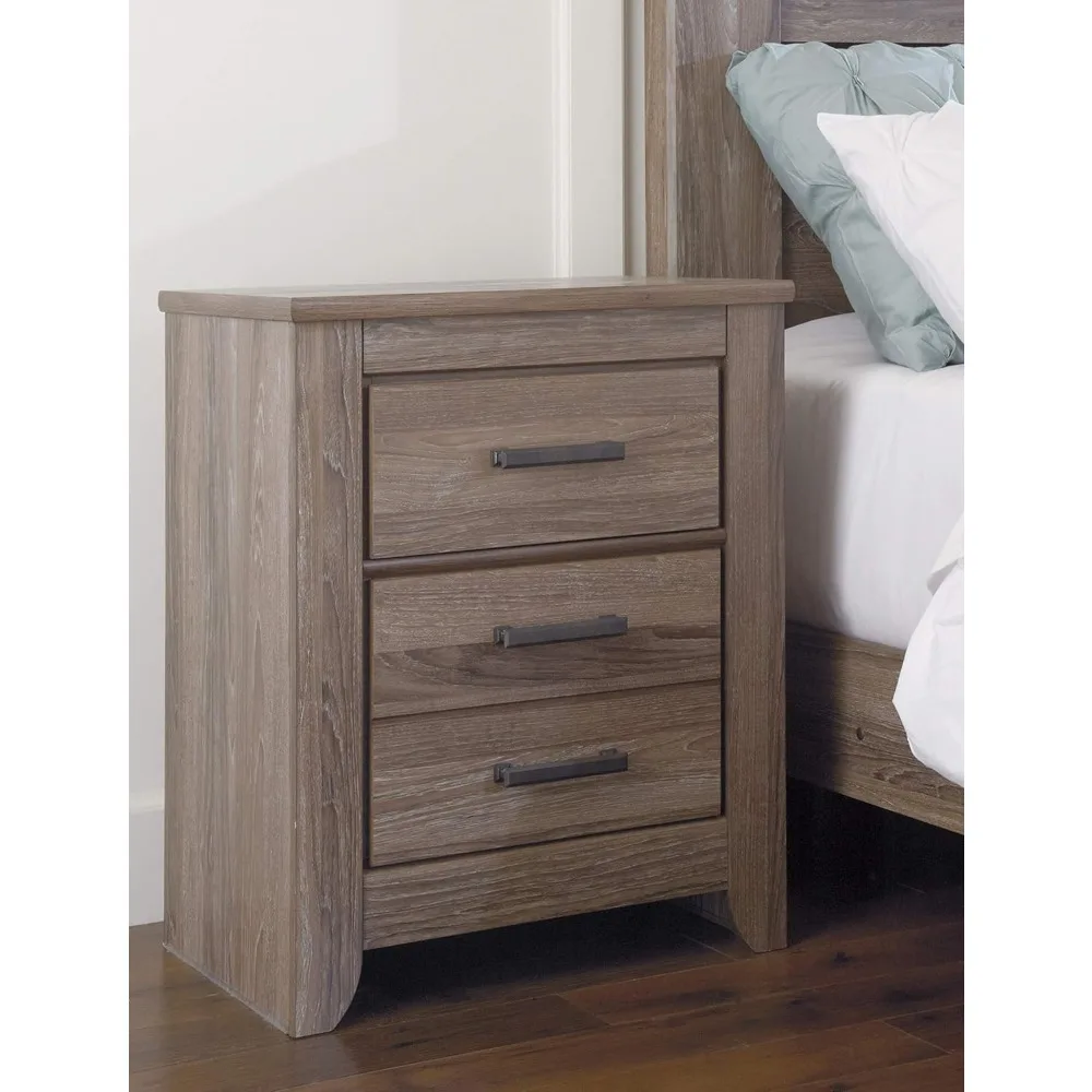 Rural Style Modern 2 Drawer Bedside Table, 29.45 Inches High