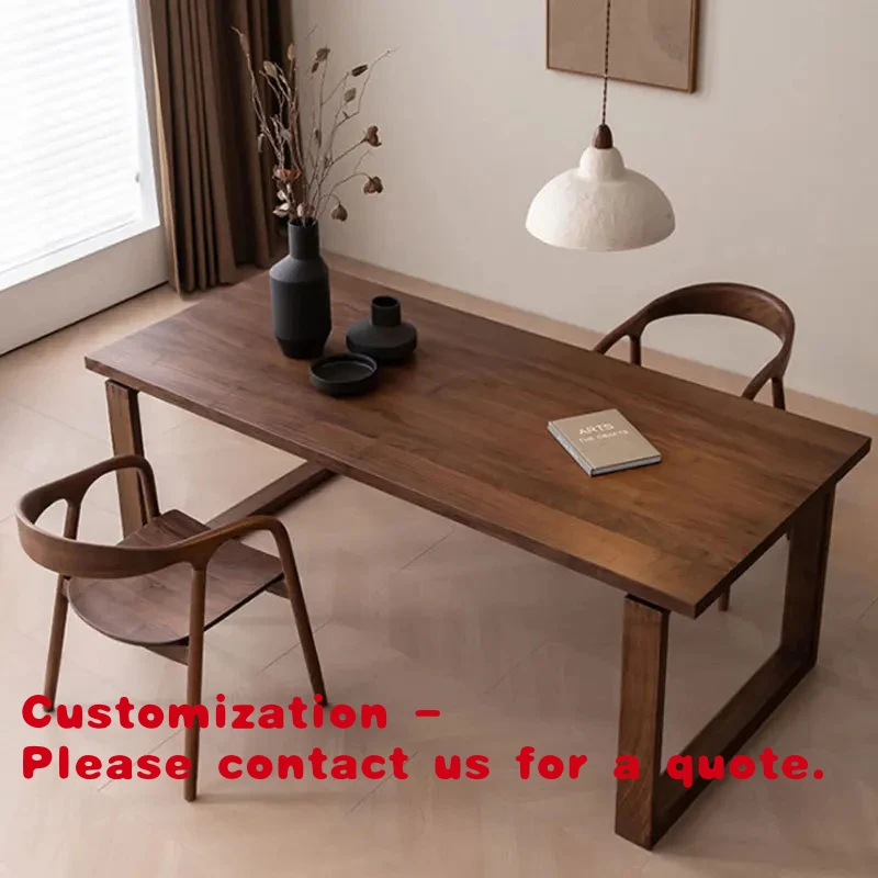 custom.North American Black Walnut Solid Wood Log Dining Table Set Modern Style Large Desk Tea Table Home Use Same Livin