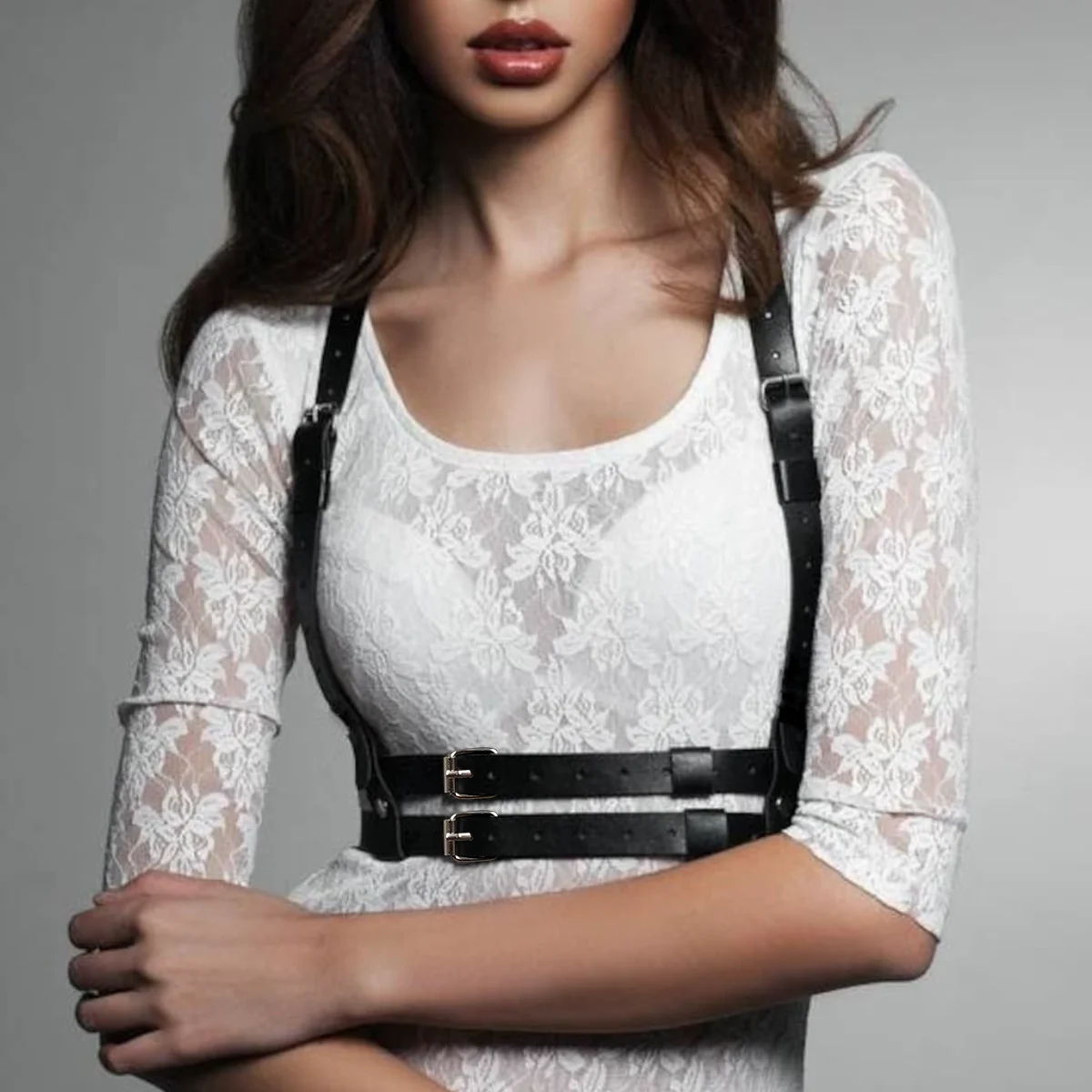 حزام الخصر الجلدي، أحزمة تسخير الموضة BDSM عبودية bdsm ملابس نسائية حزام تسخير الجسم الجلدي