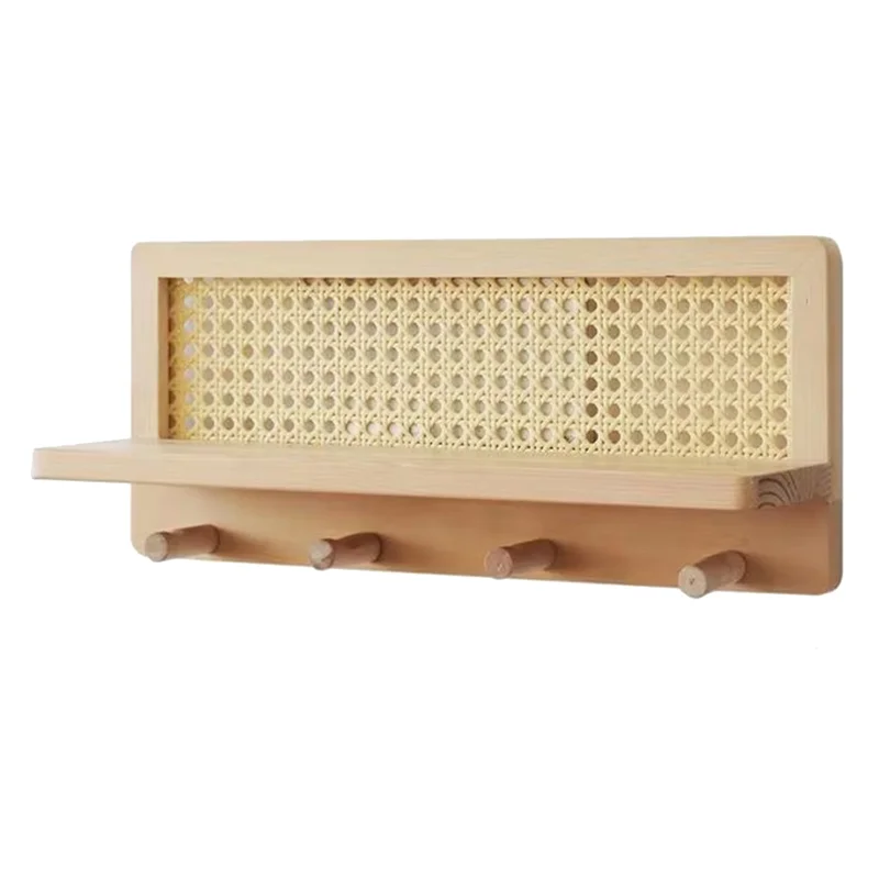 ABRS-Wall Shelves Bohemian Style Shelves Wall Hooks Farmhouse Decor Storage Rack
