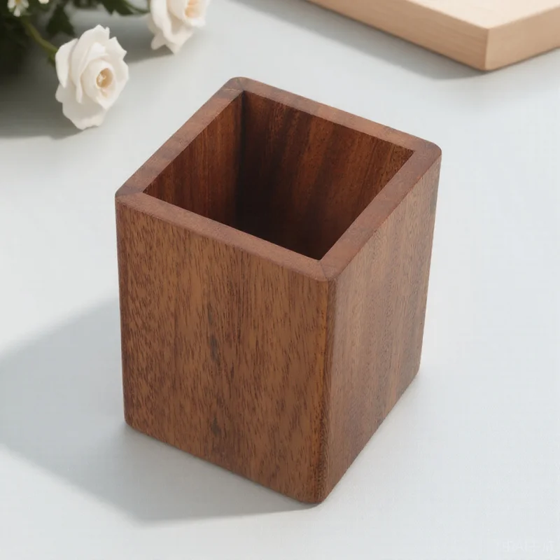 

Wooden Pencil Holder Desk Cup Makeup Brush Organizer for Pens Paintbrushes Office Accessories Women Decor Makeup Brush Holder