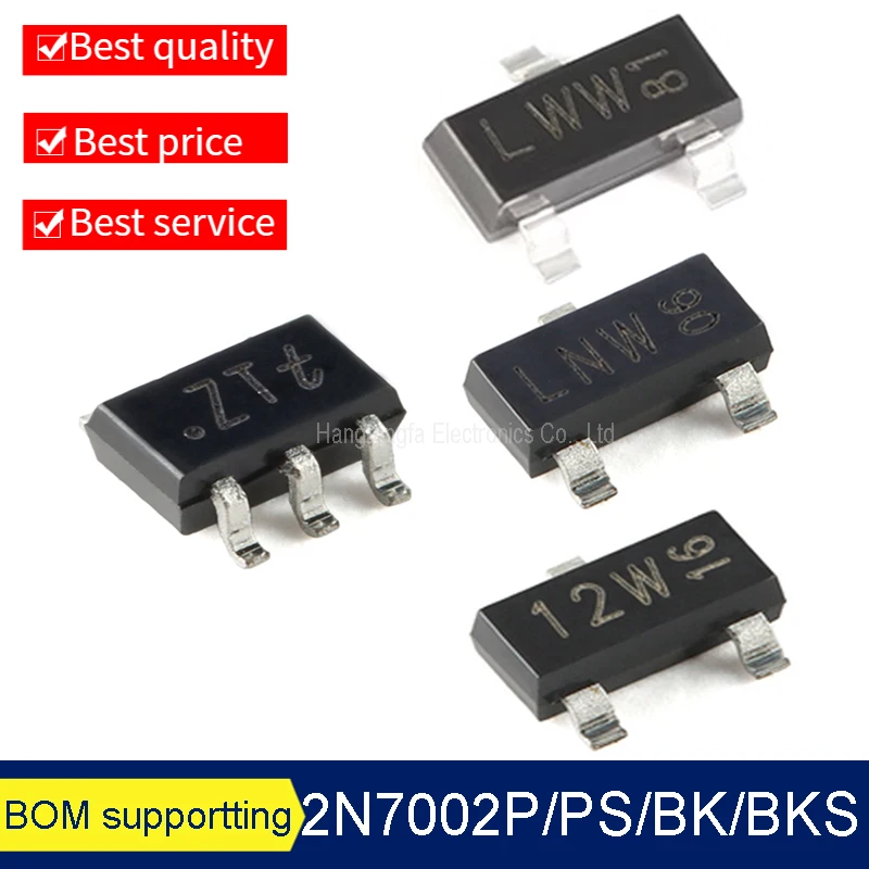 10PCS Origina 2N7002 2N7002P PS 2N7002BK 2N7002BKS MARKING 12W LWW ZTt LNW  SOT-23 SOT363 SMD DIODE