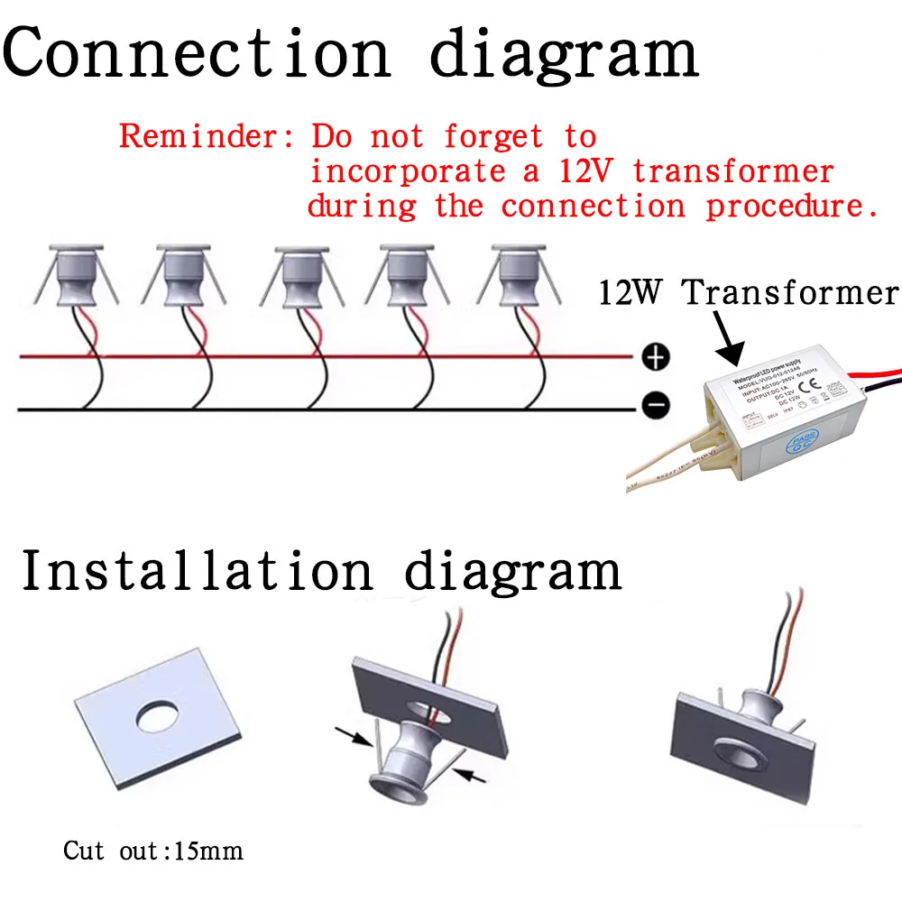 Mini Spotlight LED Recessed Lamps white Driver 1W Downight Interior Lighting Small Recessed Spot Light for Staircase Cabinet