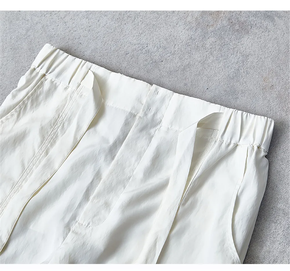 2025 Primavera/Verano Pantalones largos para mujer Pantalones rectos con cordón en la cintura elástica