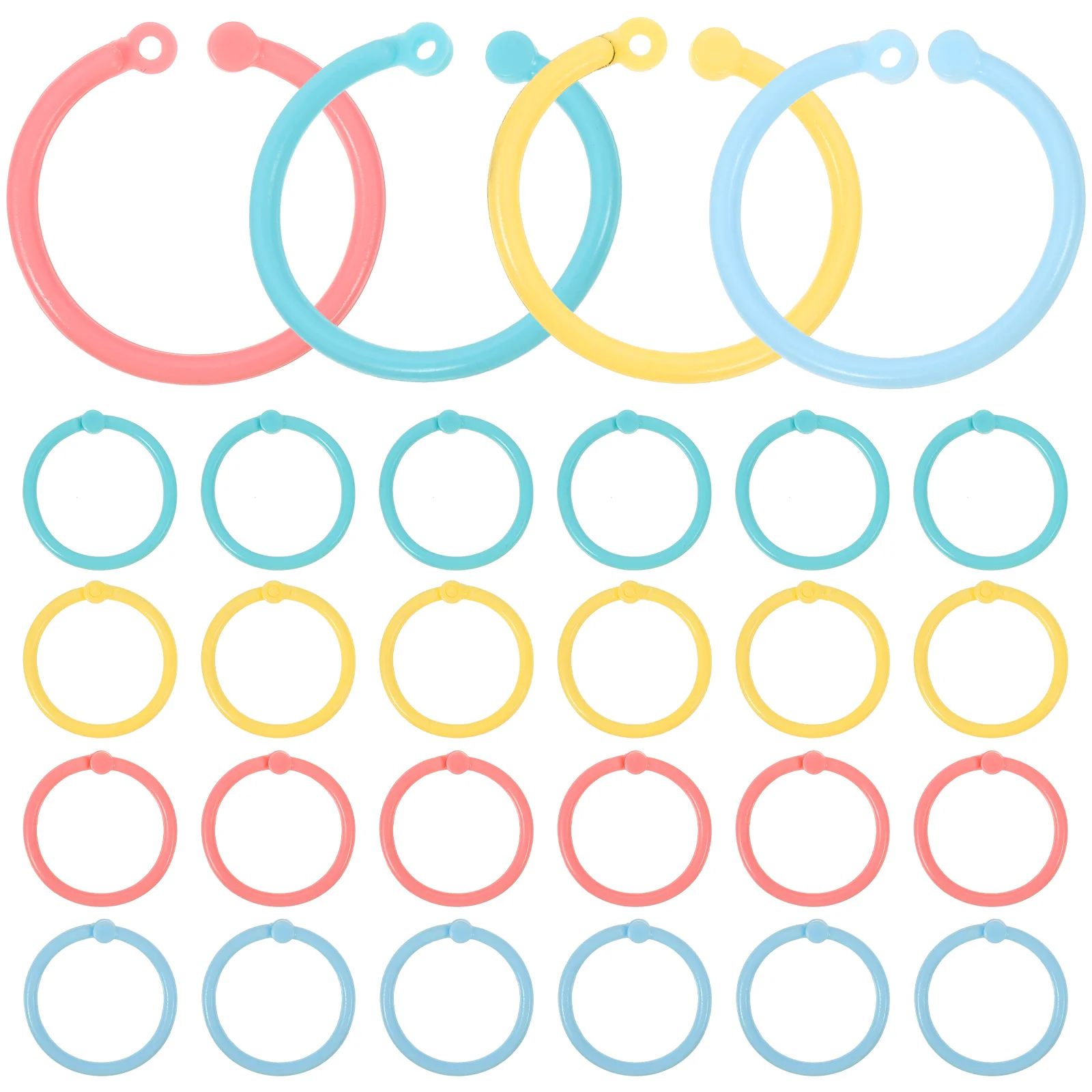 

80pcs Plastic Book Multi-Color Loose Leaf Binder Rings Snap Rings For Office School Stationery Paper Cards Key Chain
