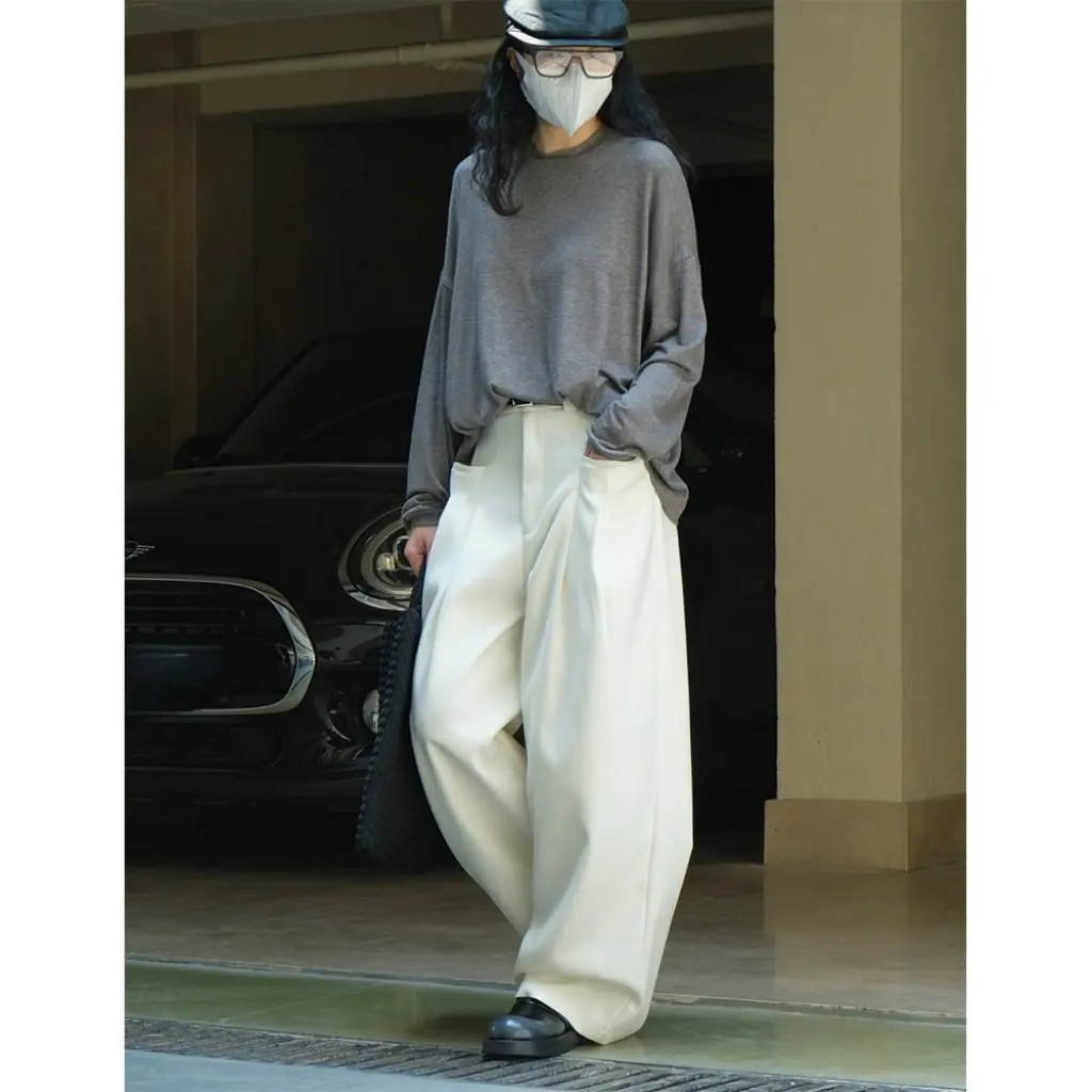 

Women's Korean Style Long-Sleeved T-Shirt Imitation Cashmere round Neck Loose Slimming Casual Bottoming Top for Early Autumn