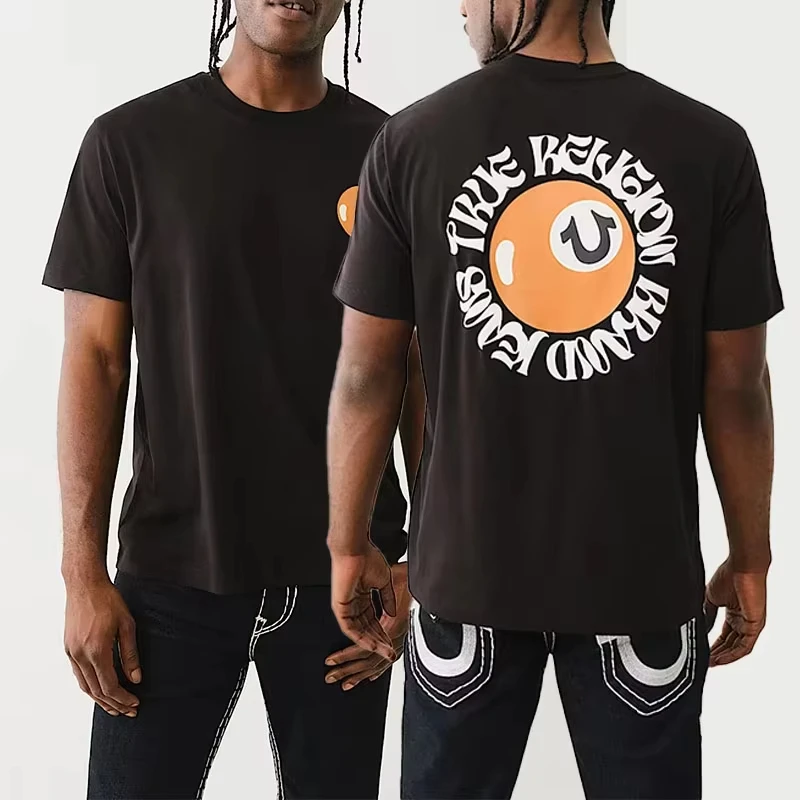 

2025 Summer New Personalized Real Print Men's Pure Cotton Casual Sports Breathable Short Sleeve Top Y2K T-shirt Unisex Fashion