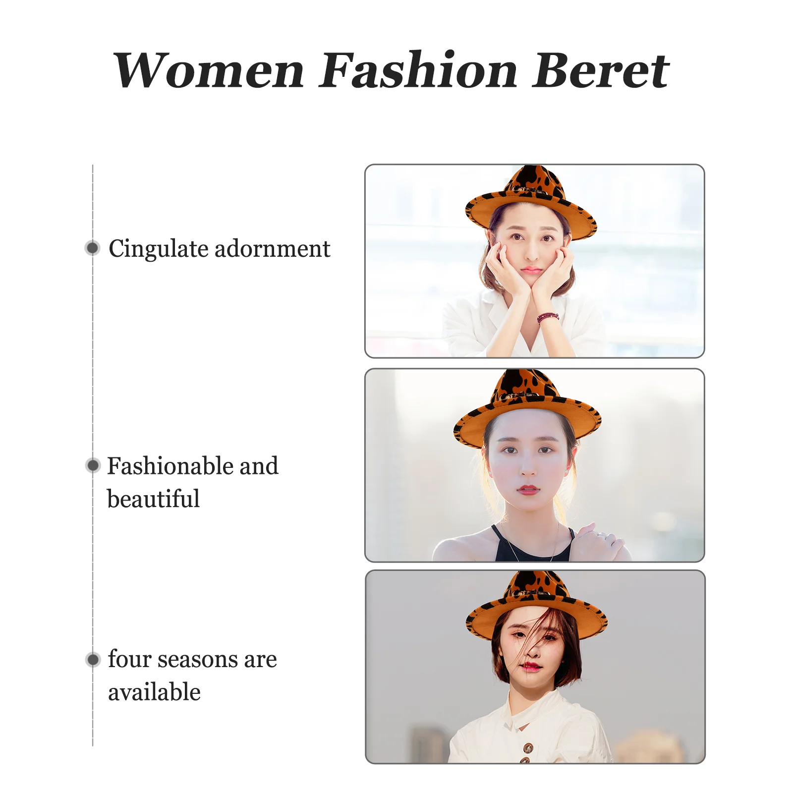 Fashion Flat-edge Cap Jazz Top Hat Hats Cosplay Stage Show Eaves Party Performance Miss Wool Women