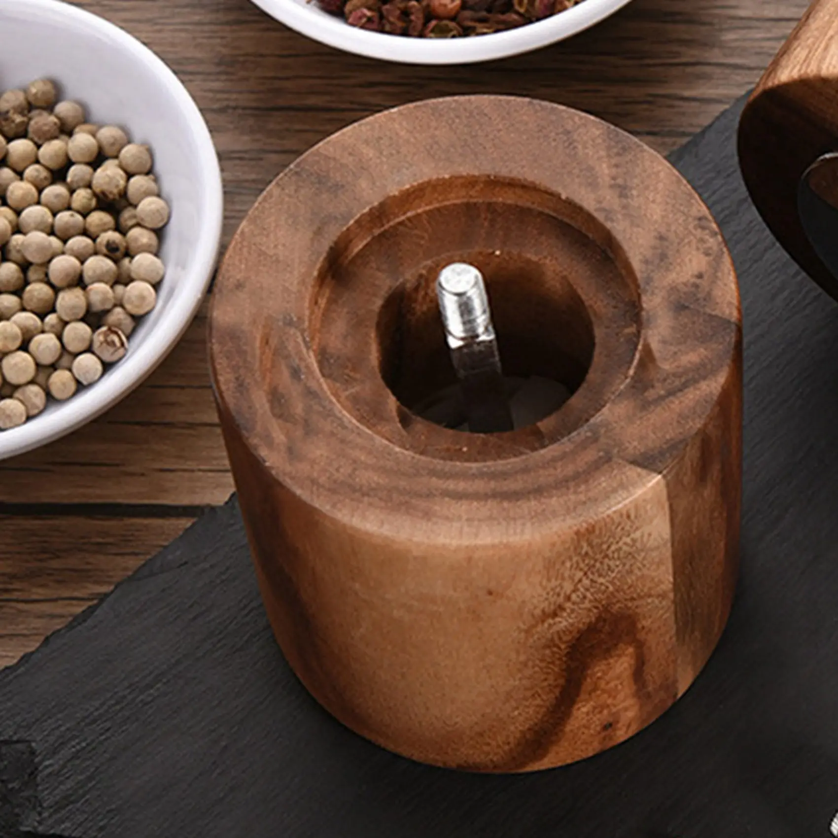 REST 2X Pepper Mill, Hand Crank Wood Pepper Grinder with Classic Handle and Adjustable Ceramic Rotor