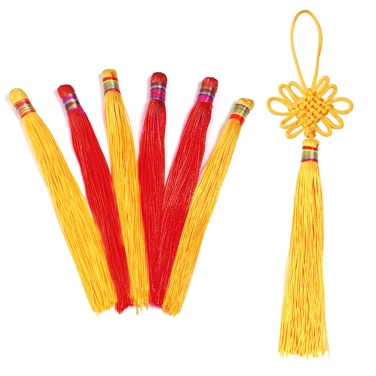 10 pezzi nodo cinese nappa di seta ciondoli con frange multicolori Festival di primavera Oranments festivi per tende fai da te accessori per la casa