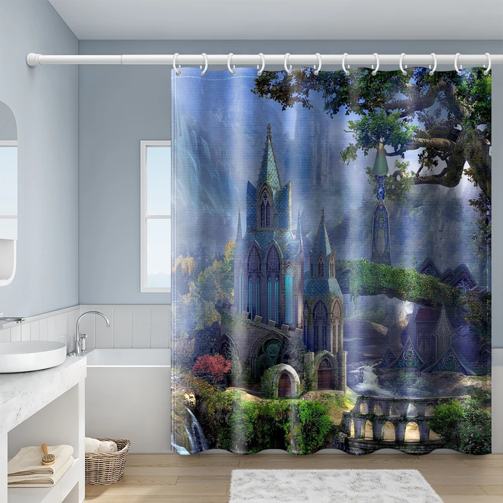 Moonlight Mushroom Color Forest  Shower Curtain Bathroom Curtain With Hook Waterproof Polyester Fabric