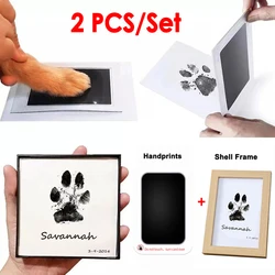 2Pcs Pet Dog Cat Print Ink Set Pad Baby Handprints Safe Non-toxic Wash Free Easy Clean Diy Handprints Footprints Pet Souvenirs