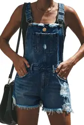 Short Denim Overalls Women Hole Short Jumpsuit High Waist Casual Jeans Playsuit 2021 Summer Washed Straps Jeans Romper Salopette