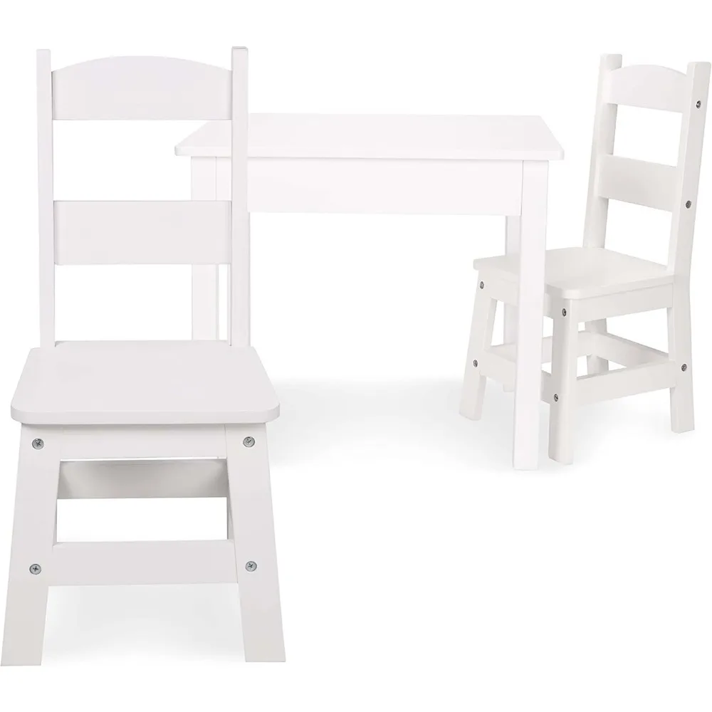 Table et chaises en bois, blanc