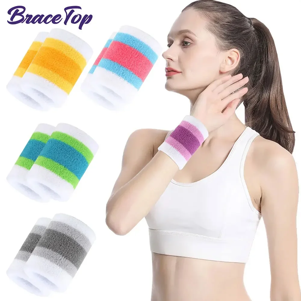 1 Pair Wrist Sweatbands Tennis Wrist Bands Absorbent Sweat Band for Working Out, Football, Basketball, Running Athletic Sports