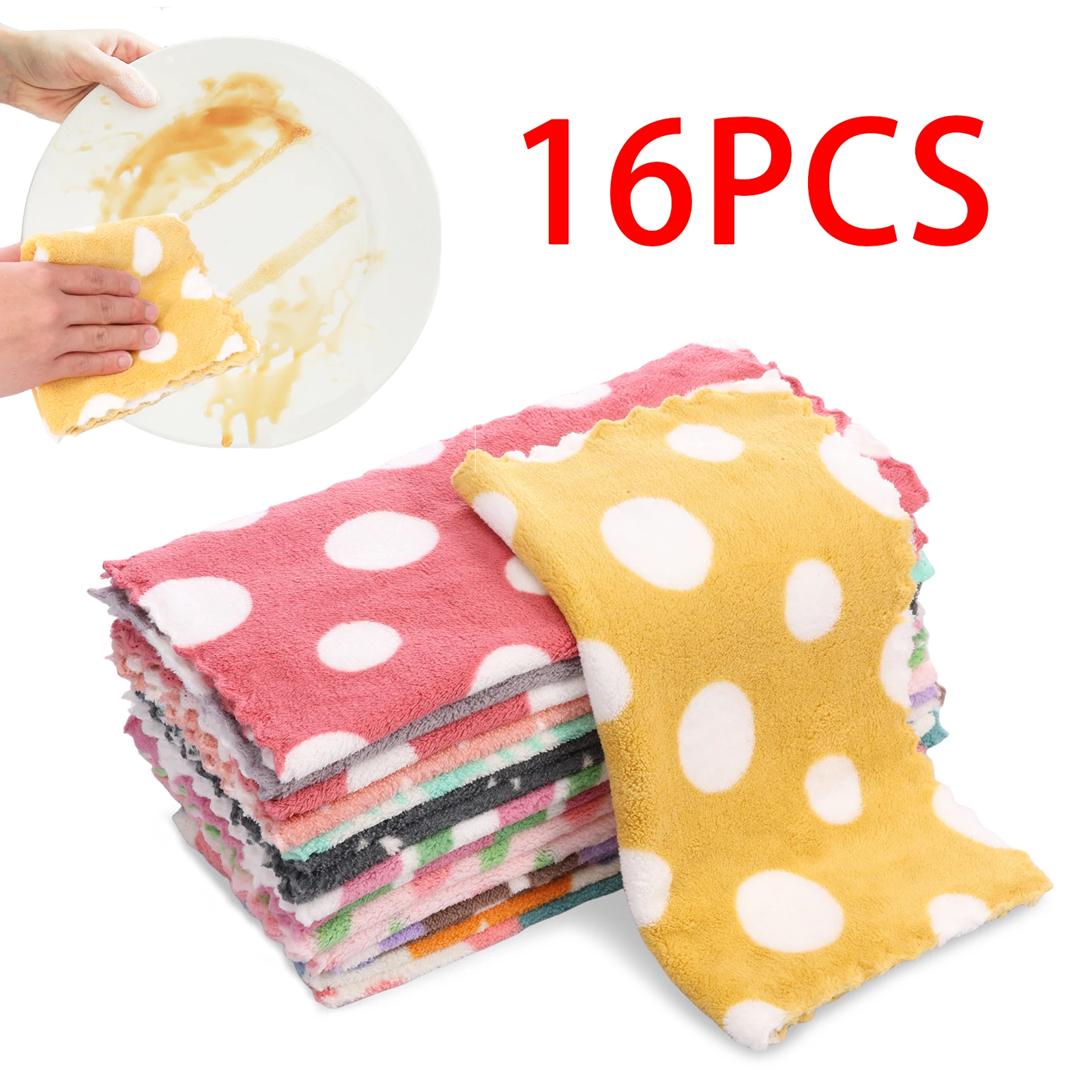 16Pcs Verdickte Reinigung Tuch Saugfähigen Handtuch Küche Polyester Scheuer Waschen Dish Lumpen Haushalt Reinigung Reinigung