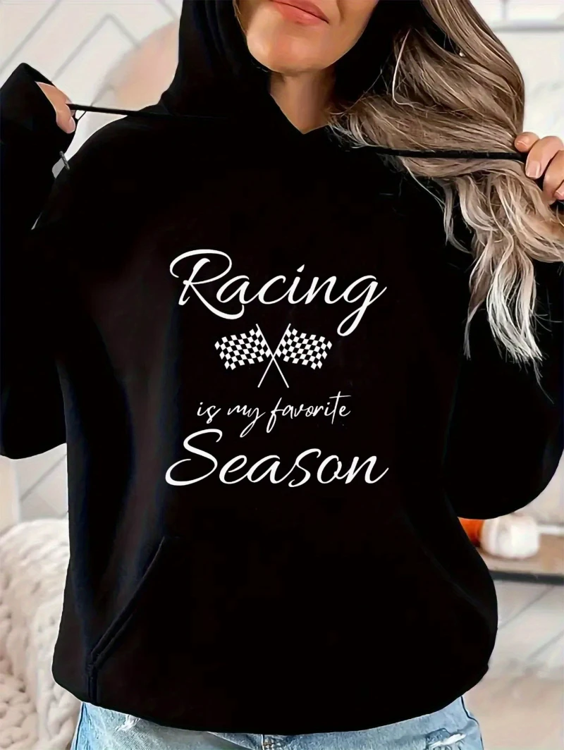 

2025 Autumn and Winter Hoodie _racing Season_ Graphic High-end Luxury Is for Both Men and Women Top Y2k