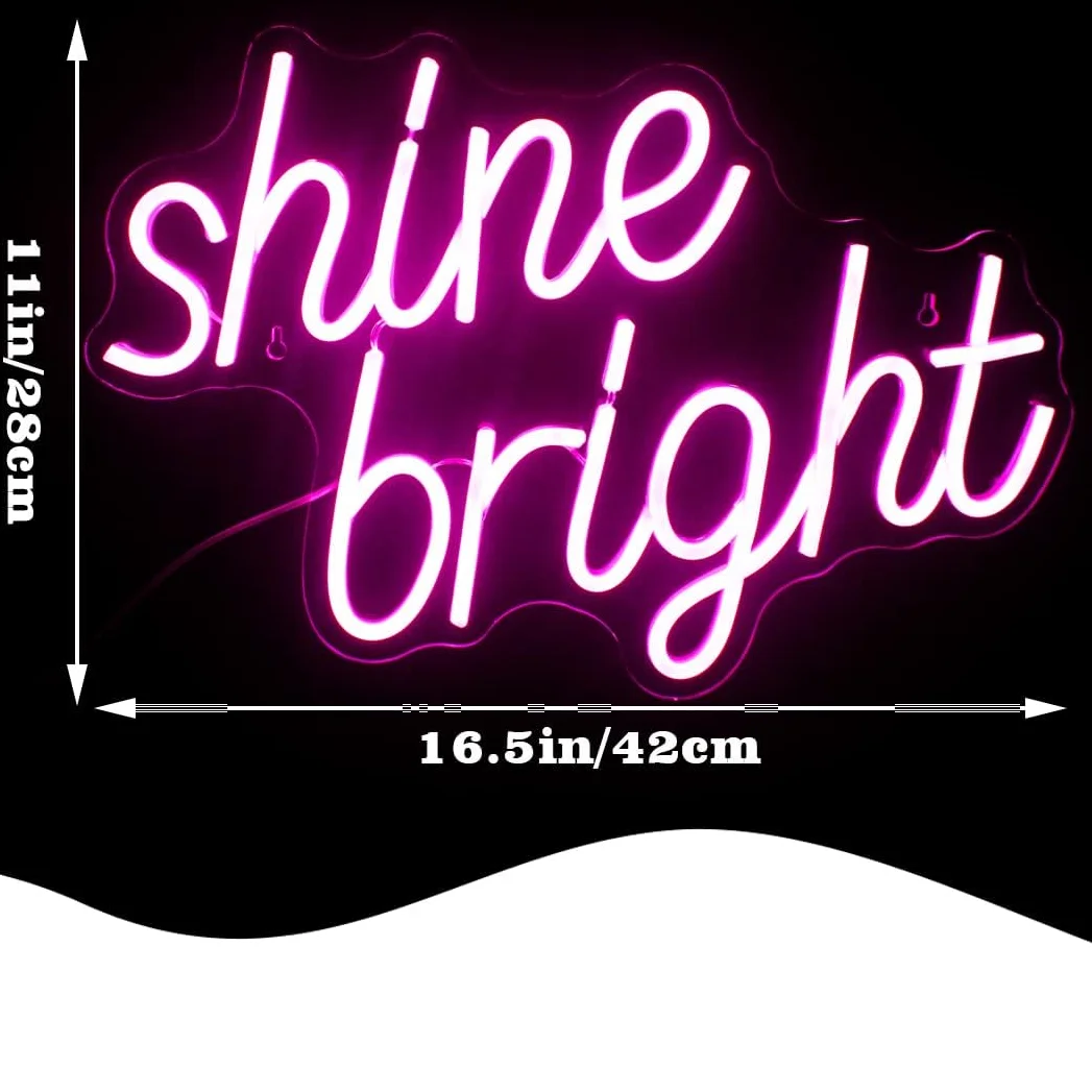 LooKLight-Shine Bright LED Neon Sign, Rosa, Decoração de parede, USB alimentado, Bar, Festa, Casa, Quarto, Parede, Quarto