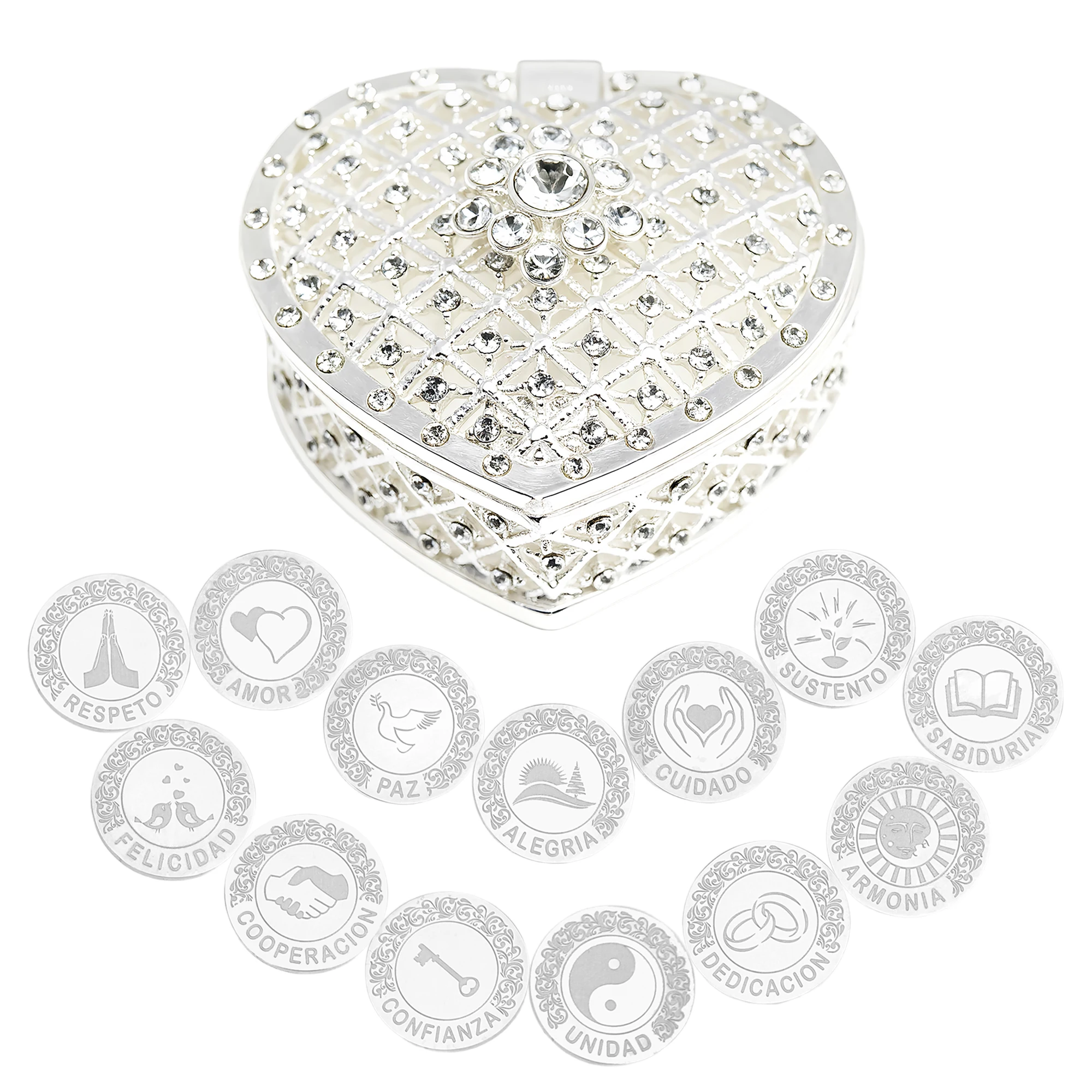 Персонализированный 13-й набор испанских монет Arras Para Boda Catolica — свадебный набор Unity с 13-мя монетами и коробкой, Recuerdos Para Ceremony